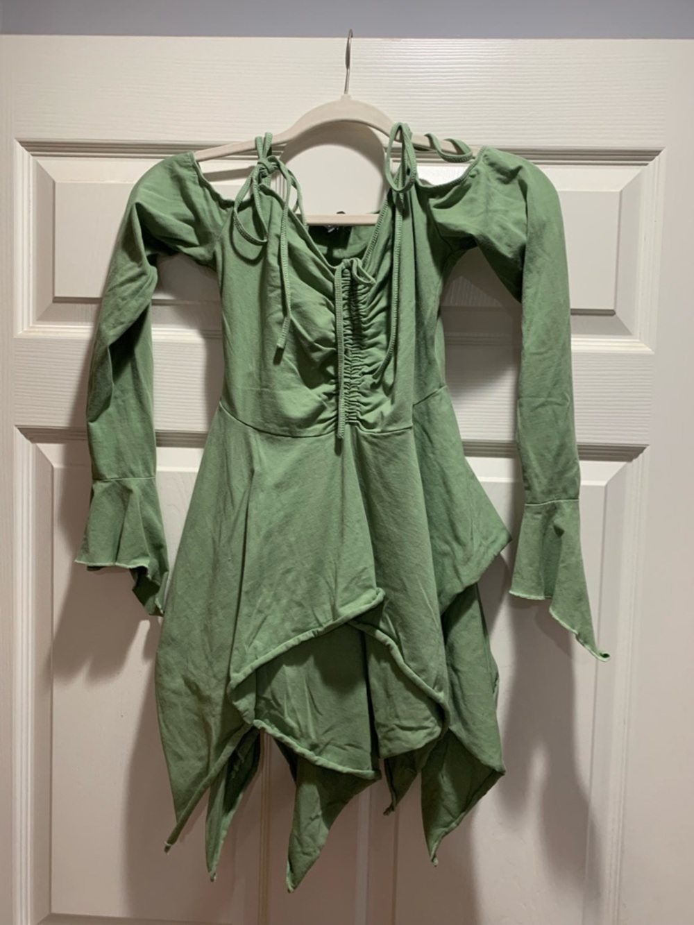 Green Fairycore Top W/ Tie Straps